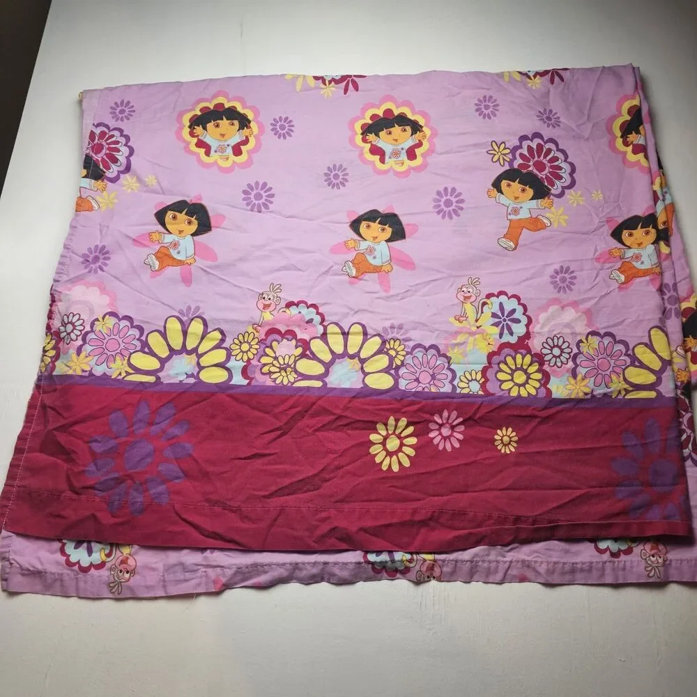 Vintage Nick Jr. Dora the Explorer Standard Pillowcase and twin flat sheet